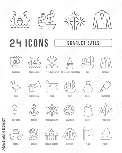 Vector Line Icons of Scarlet Sails
