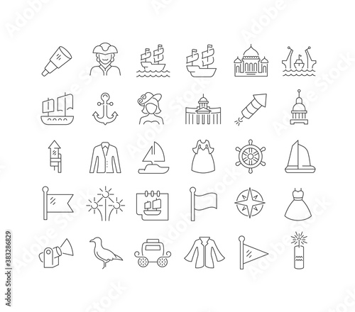 Vector Line Icons of Scarlet Sails