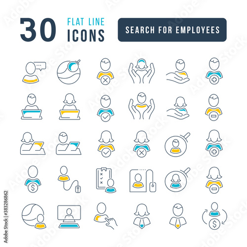 Vector Line Icons of Search for Employees