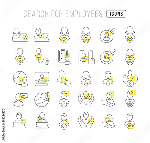Vector Line Icons of Search for Employees