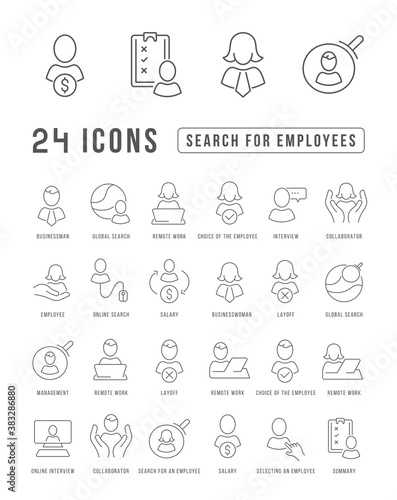 Vector Line Icons of Search for Employees