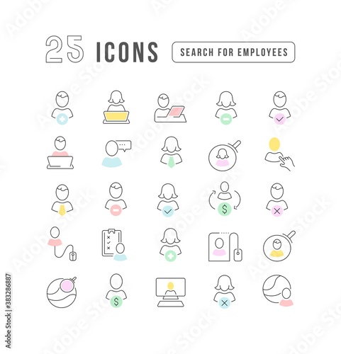 Vector Line Icons of Search for Employees