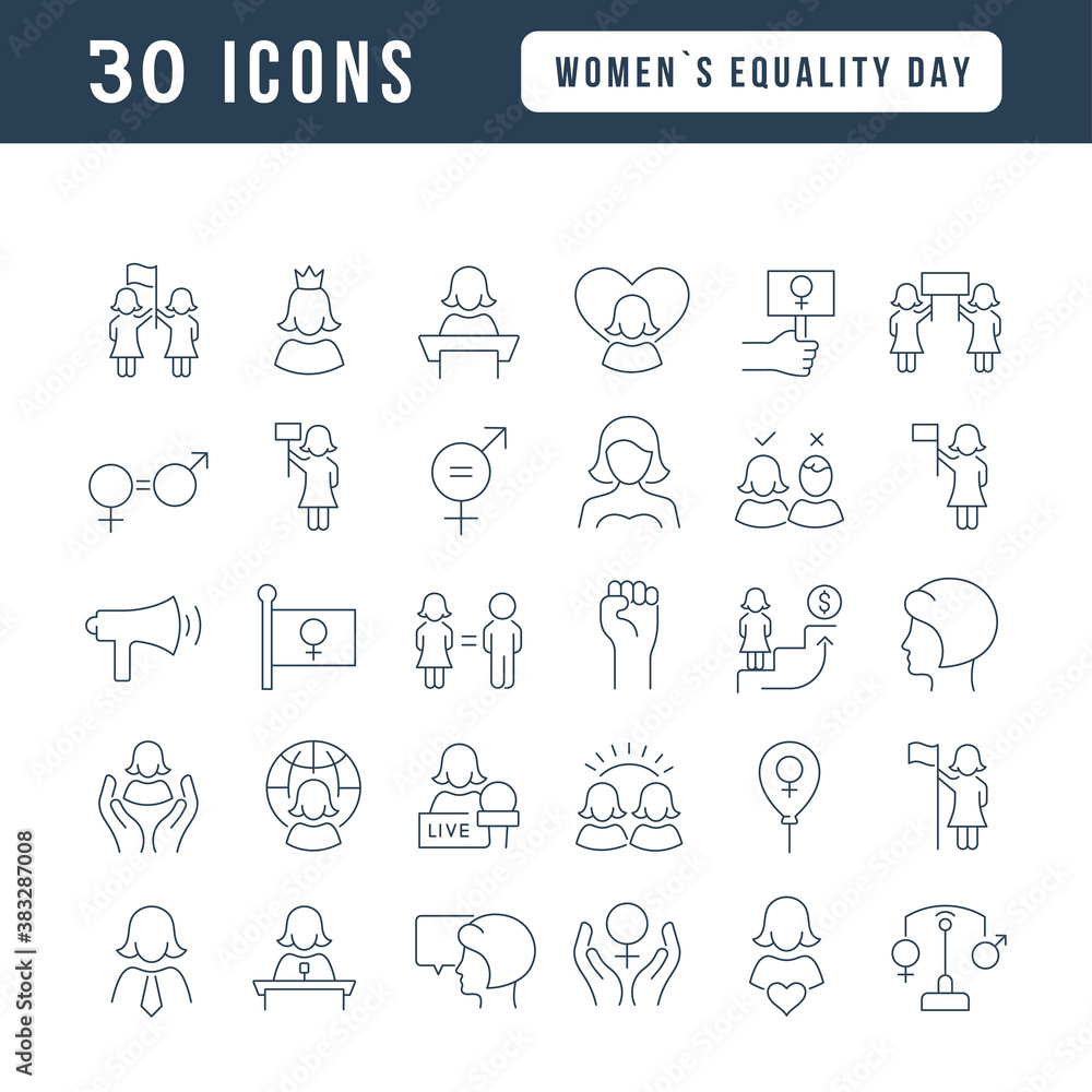Vector Line Icons of Women Equality Day Vector Line Icons of Women Equality Day