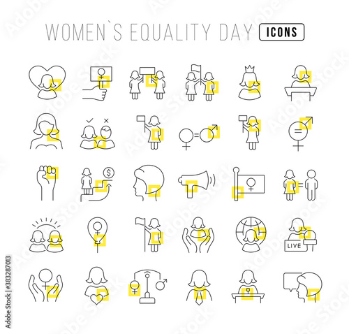 Vector Line Icons of Women Equality Day