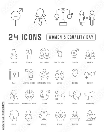 Vector Line Icons of Women Equality Day