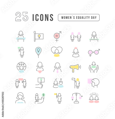 Vector Line Icons of Women Equality Day