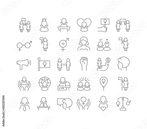 Vector Line Icons of Women Equality Day