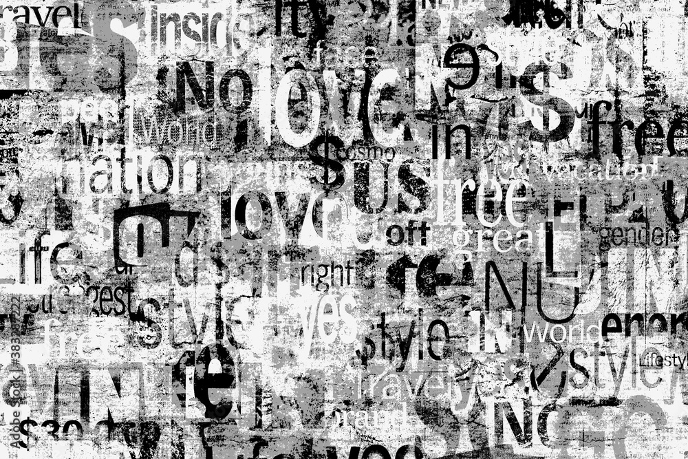 Abstract grunge urban geometric chaotic words, letters background