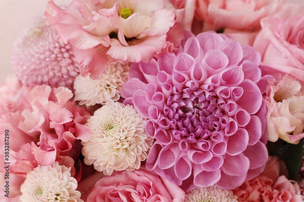 Beautiful bouquet of pink flowers close up Beautiful bouquet of pink flowers close up