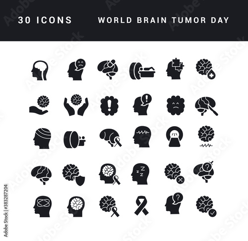 Vector Simple Icons of World Brain Tumor Day