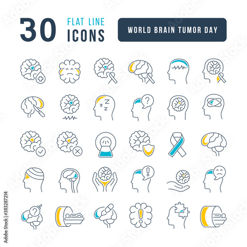 Vector Line Icons of World Brain Tumor Day