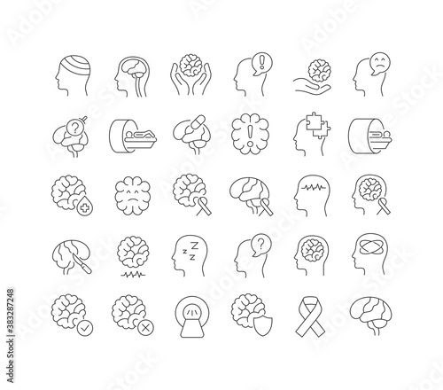 Vector Line Icons of World Brain Tumor Day