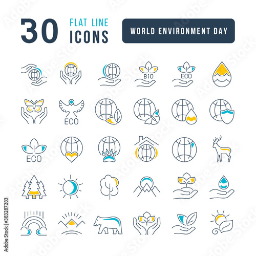 Vector Simple Icons of World Environment Day