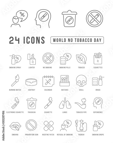Vector Line Icons of World No Tobacco Day