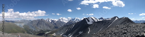 Panorama from the Kara-Turek pass, Belukha mountain, Russia © Mikhail