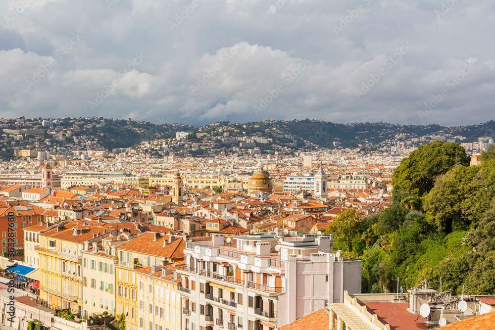 View to the city of Nice, France