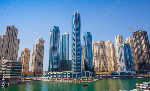 Dubai Marina city with skyscrapers and boats, United Arab Emirates © Ioan Panaite