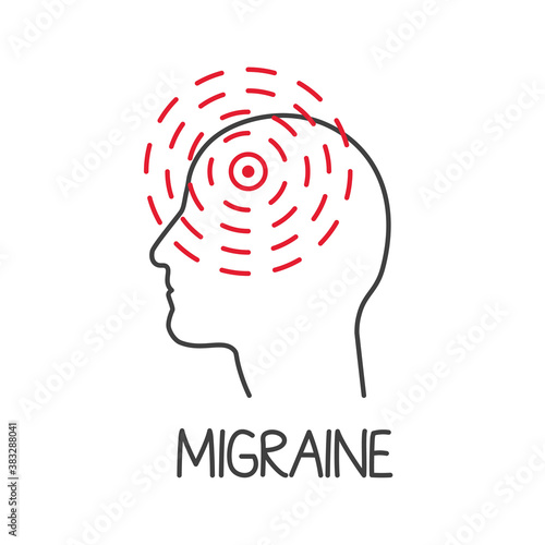 radiating migraine pain concept - vector illustration