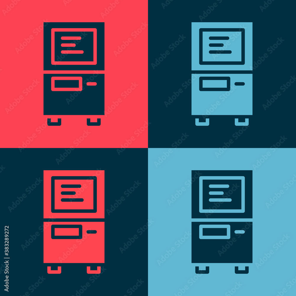 Pop art ATM - Automated teller machine icon isolated on color background. Vector. Pop art ATM - Automated teller machine icon isolated on color background. Vector.