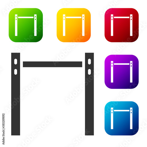 Black Sport horizontal bar icon isolated on white background. Set icons in color square buttons. Vector.