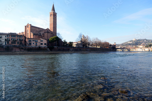 Verona is one of the most romantic cities in Italy. From the Adige river you can see the hill and cross the Stone bridge, one of the oldest in Veneto.