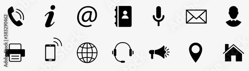 Contact icons set.Web contakt Symbole. Contact and web icons set. Business card icon set. Stock vector. Vector illustration