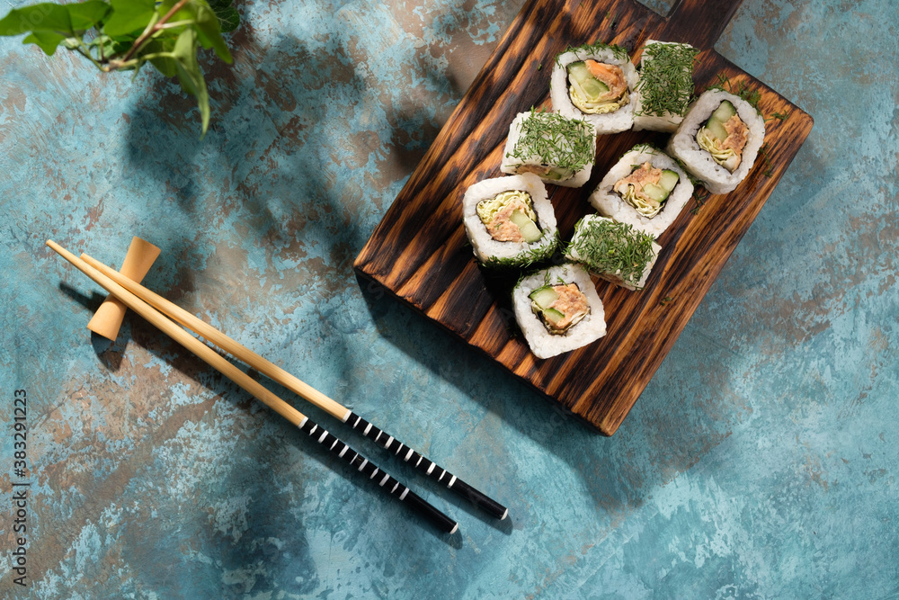 Unusual composition of rolls. A portion of rolls with an unusual filling. Unusual composition of rolls. A portion of rolls with an unusual filling.