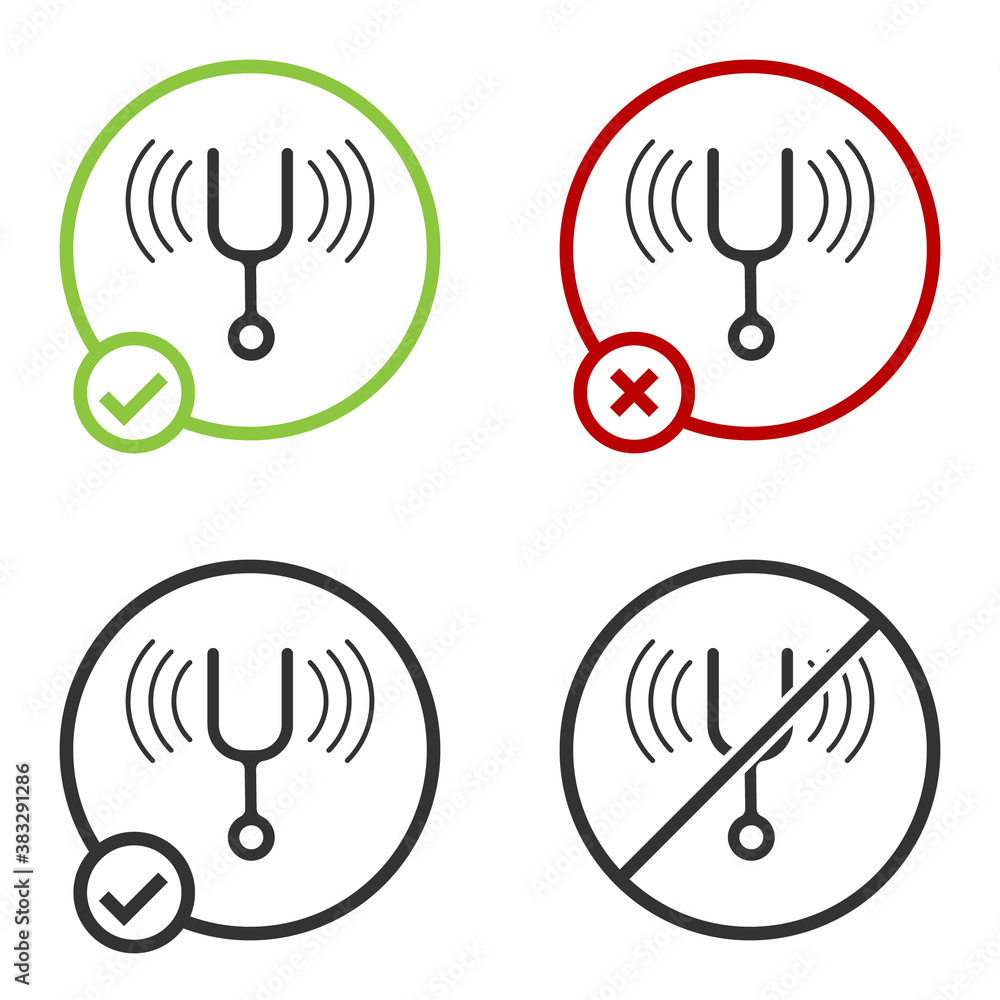 Black Musical tuning fork for tuning musical instruments icon isolated on white background. Circle button. Vector. Black Musical tuning fork for tuning musical instruments icon isolated on white background. Circle button. Vector.