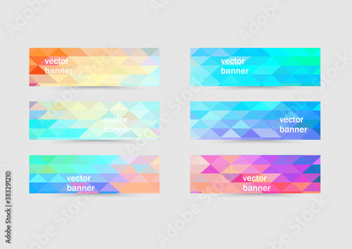 Set of four colorful abstract geometric background with triangular polygons.
