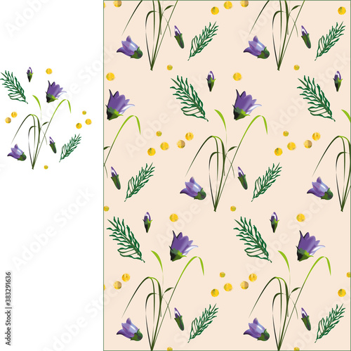 Wallpaper Mural Elegant delicate background with leaves, bells, mimosa flowers for design. Torontodigital.ca