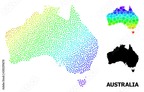 Mesh polygonal and solid map of Australia. Vector model is created from map of Australia with red stars. Abstract lines and stars are combined into map of Australia.