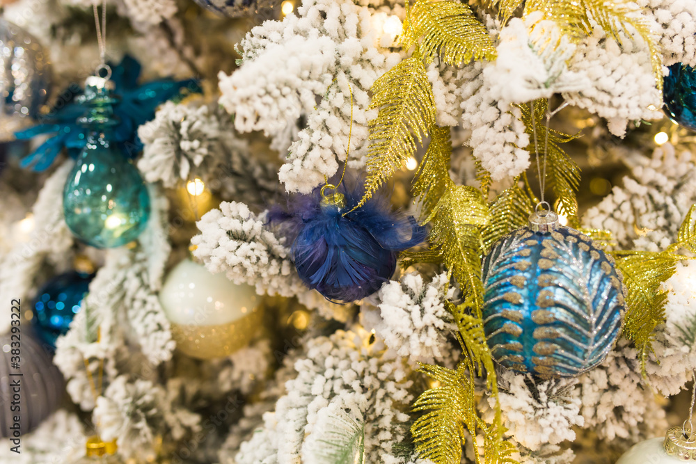 Close up of Christmas tree decoration. Holidays concept.