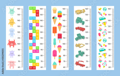Kids height chart. flat style. isolated on white background