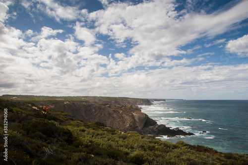 Long rocky coastline landscape