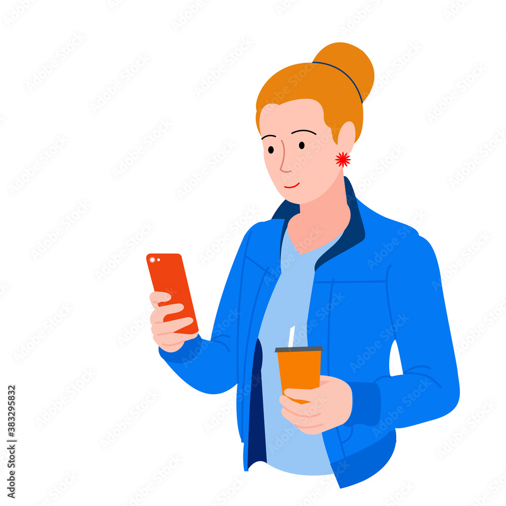 Woman with smartphone, Cute happy girl holding cellphone, Flat cartoon, Photographing, reading, chatting. Smartphone and internet addiction, Bright beautiful young asian woman with mobile phone Woman with smartphone, Cute happy girl holding cellphone, Flat cartoon, Photographing, reading, chatting. Smartphone and internet addiction, Bright beautiful young asian woman with mobile phone