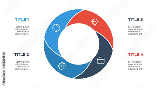 circle infographic element layout template design, 4 points, options. processes, list, diagram, chart, workflow.