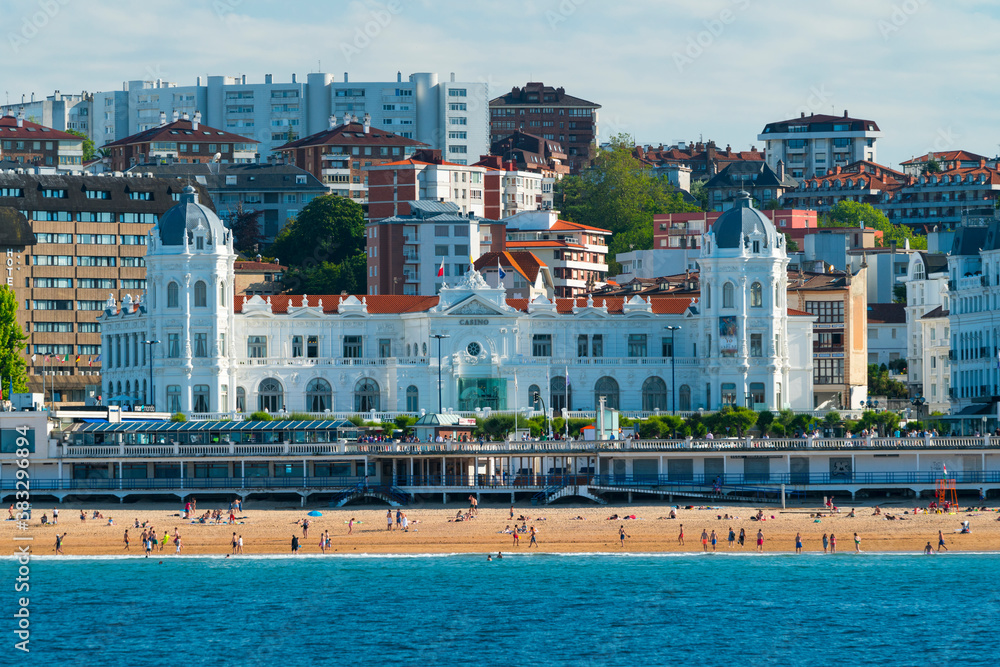 El Sardinero Casino, El Sardinero Beach, Santander Bay, Santander, Cantabria, Spain, Europe