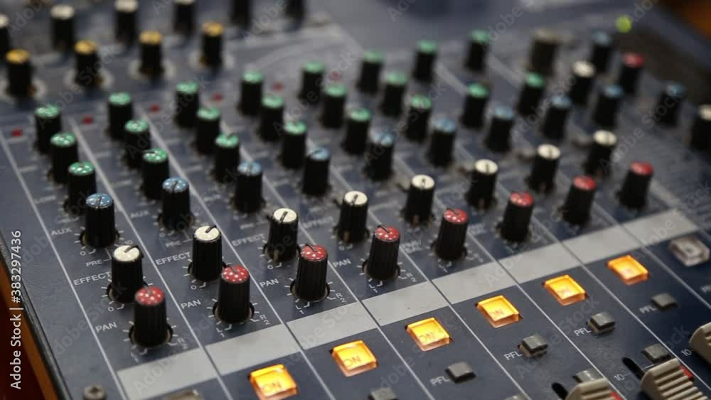 The part of Musical amplifier Sound amplifier or Music mixer with Knobs