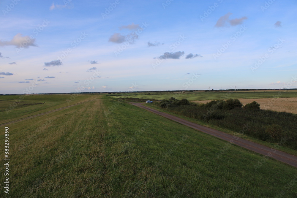 Obraz premium Rural landscape in South Denmark on a beautiful late evening in summer