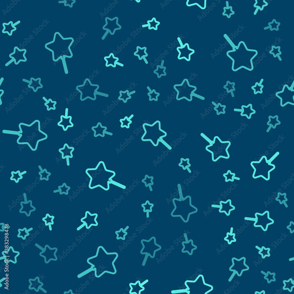 Green line Balloon with ribbon icon isolated seamless pattern on blue background. Happy Easter. Vector. Green line Balloon with ribbon icon isolated seamless pattern on blue background. Happy Easter. Vector.