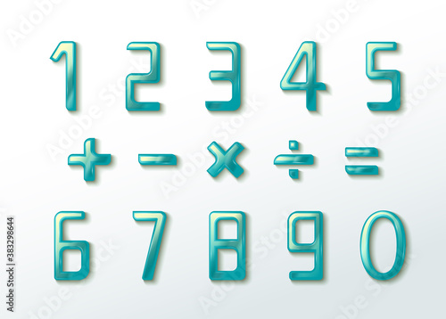 Liquified and Glassy Number and Symbol Make Peaceful Feeling Vector Illustration Graphic EPS 10
