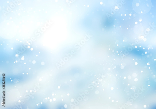 Blue blurred snowy background,winter snowstorm defocused illustration.Snow motion sky texture. © nys