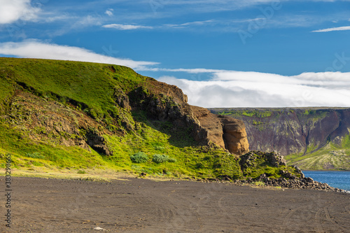 Travel to Iceland. Beautiful Icelandic landscape with mountains. photo