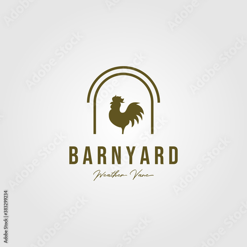 vintage rooster in barn symbol vector illustration design