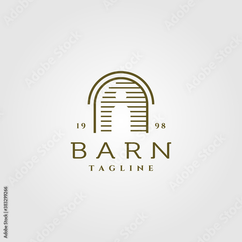 line art barn logo vector illustration design