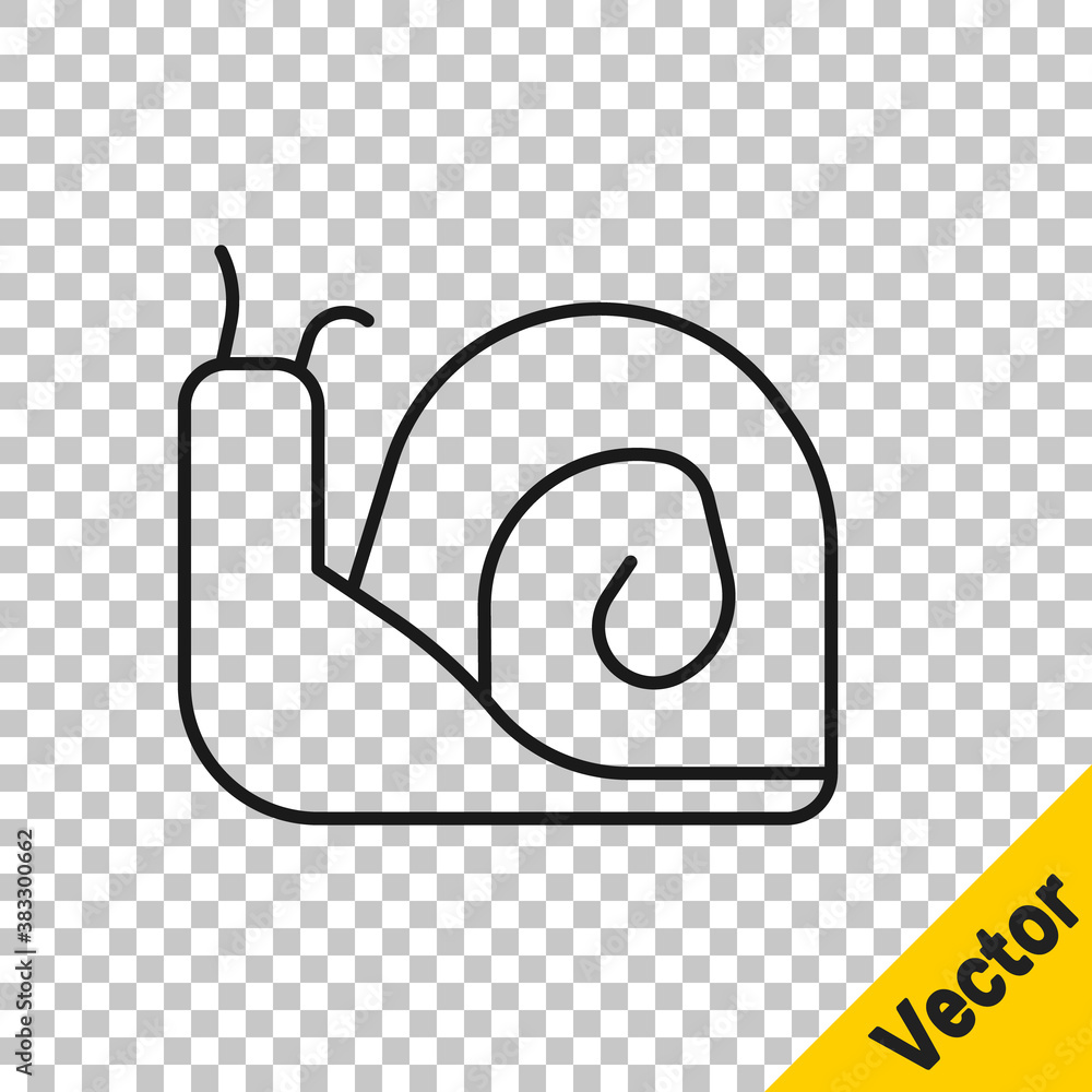 Fototapeta premium Black line Snail icon isolated on transparent background. Vector.