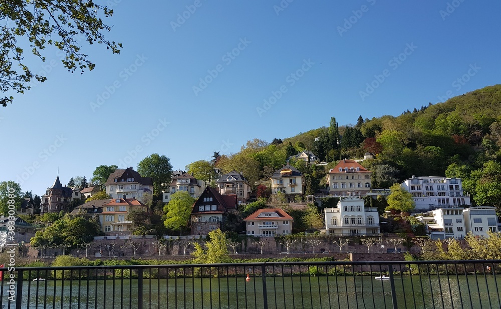 The scenery of the Heidelberg River, Germany The scenery of the Heidelberg River, Germany