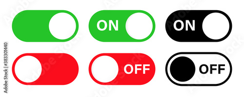 Switch toggle buttons ON OFF. Vector isolated web elements. Mobile app interface switch buttons and icon. Stock vector.