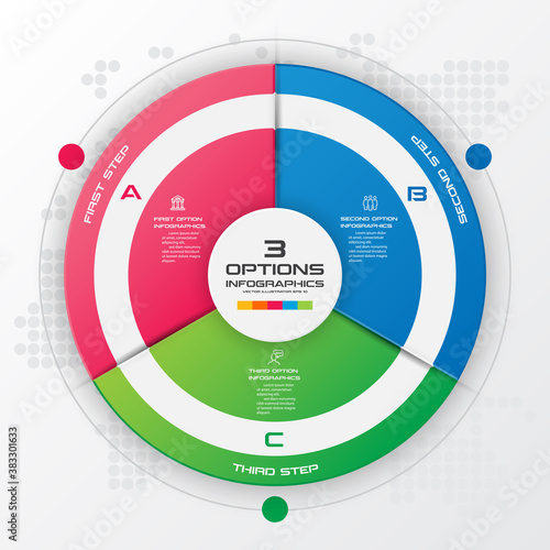 Circle chart infographic template with 3 options,Vector illustration.