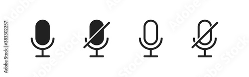 Microphone ON and OFF vector icon. Modern button for concept design. Isolated illustration